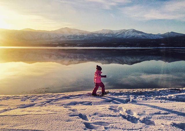 If there were ever a place for this little one to snowshoe for the first time, the shores of Lake McDonald at sunset certainly takes the cake! Our first visit to Glacier National Park left us speechless... 