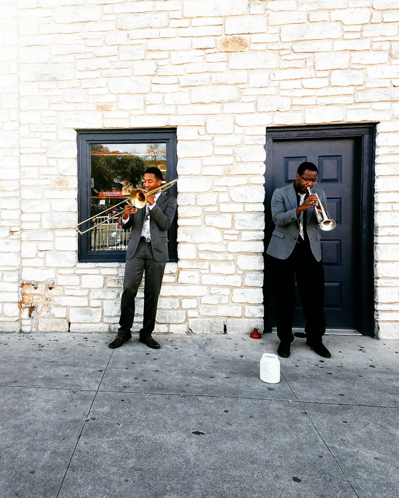 The vibrant and lively music scene is just one part of what gives Austin its energy and style. We spotted these two musicians as we walked among the cultural district on our way to more food! 